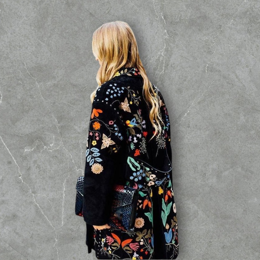 Floral Colorful Fun Black Jacket